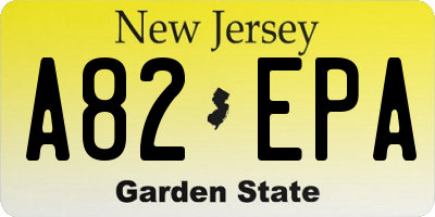 NJ license plate A82EPA