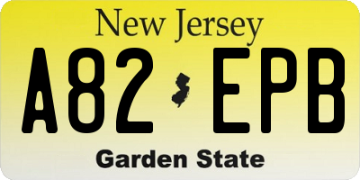 NJ license plate A82EPB