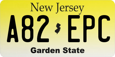NJ license plate A82EPC