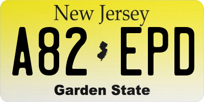 NJ license plate A82EPD
