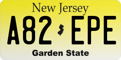NJ license plate A82EPE