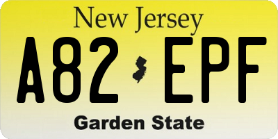 NJ license plate A82EPF