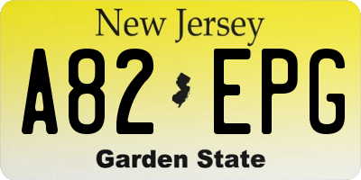 NJ license plate A82EPG