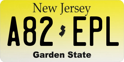 NJ license plate A82EPL