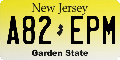 NJ license plate A82EPM