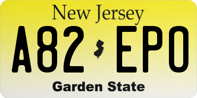 NJ license plate A82EPO