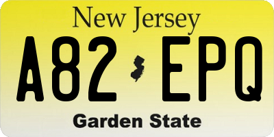 NJ license plate A82EPQ