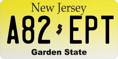 NJ license plate A82EPT