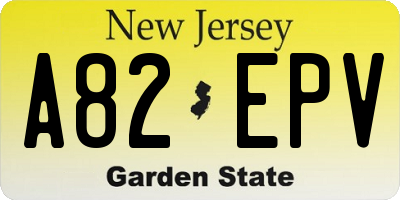 NJ license plate A82EPV