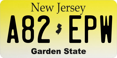 NJ license plate A82EPW