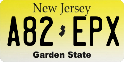 NJ license plate A82EPX