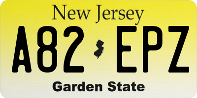 NJ license plate A82EPZ