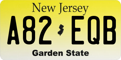 NJ license plate A82EQB
