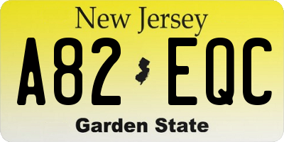 NJ license plate A82EQC