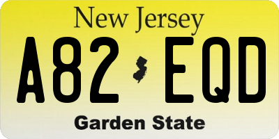 NJ license plate A82EQD