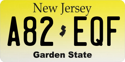 NJ license plate A82EQF