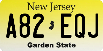 NJ license plate A82EQJ