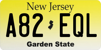 NJ license plate A82EQL