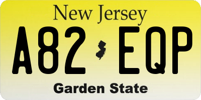 NJ license plate A82EQP