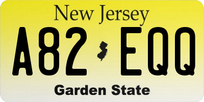 NJ license plate A82EQQ