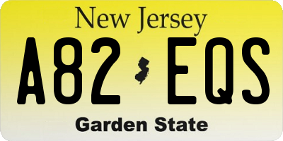 NJ license plate A82EQS