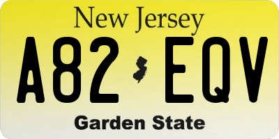 NJ license plate A82EQV