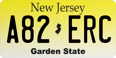 NJ license plate A82ERC