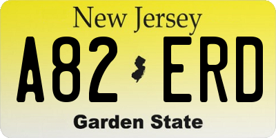 NJ license plate A82ERD
