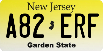 NJ license plate A82ERF