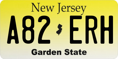 NJ license plate A82ERH