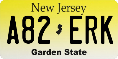 NJ license plate A82ERK