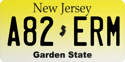 NJ license plate A82ERM