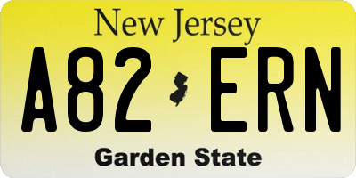 NJ license plate A82ERN