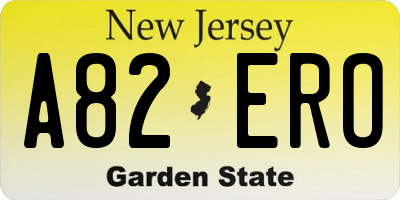 NJ license plate A82ERO