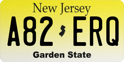 NJ license plate A82ERQ
