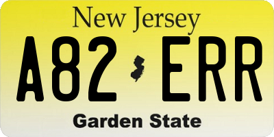 NJ license plate A82ERR