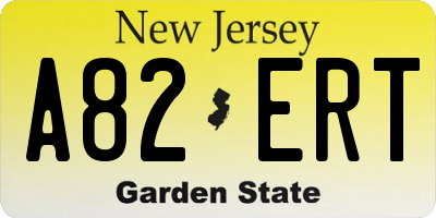 NJ license plate A82ERT