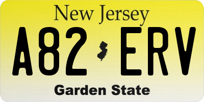 NJ license plate A82ERV
