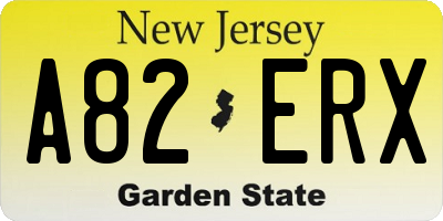 NJ license plate A82ERX