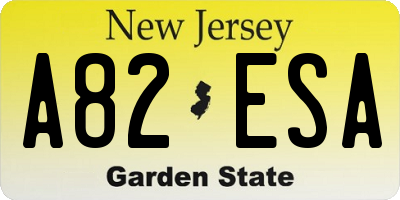 NJ license plate A82ESA
