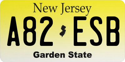 NJ license plate A82ESB
