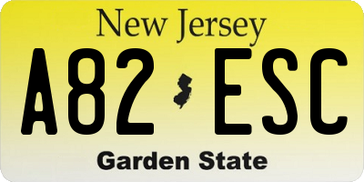 NJ license plate A82ESC