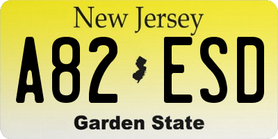 NJ license plate A82ESD
