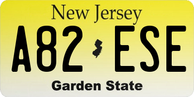 NJ license plate A82ESE