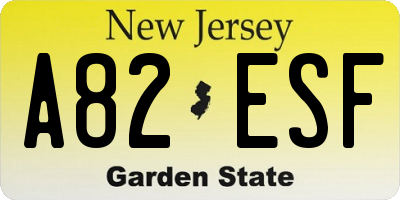 NJ license plate A82ESF