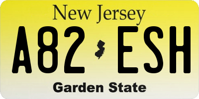 NJ license plate A82ESH