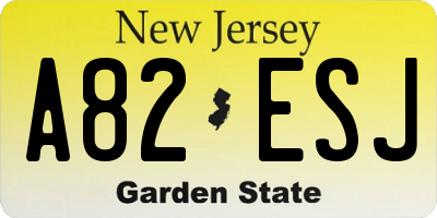 NJ license plate A82ESJ
