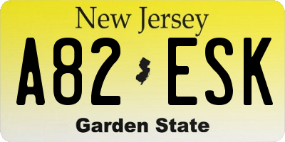 NJ license plate A82ESK