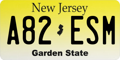 NJ license plate A82ESM