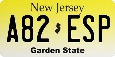 NJ license plate A82ESP